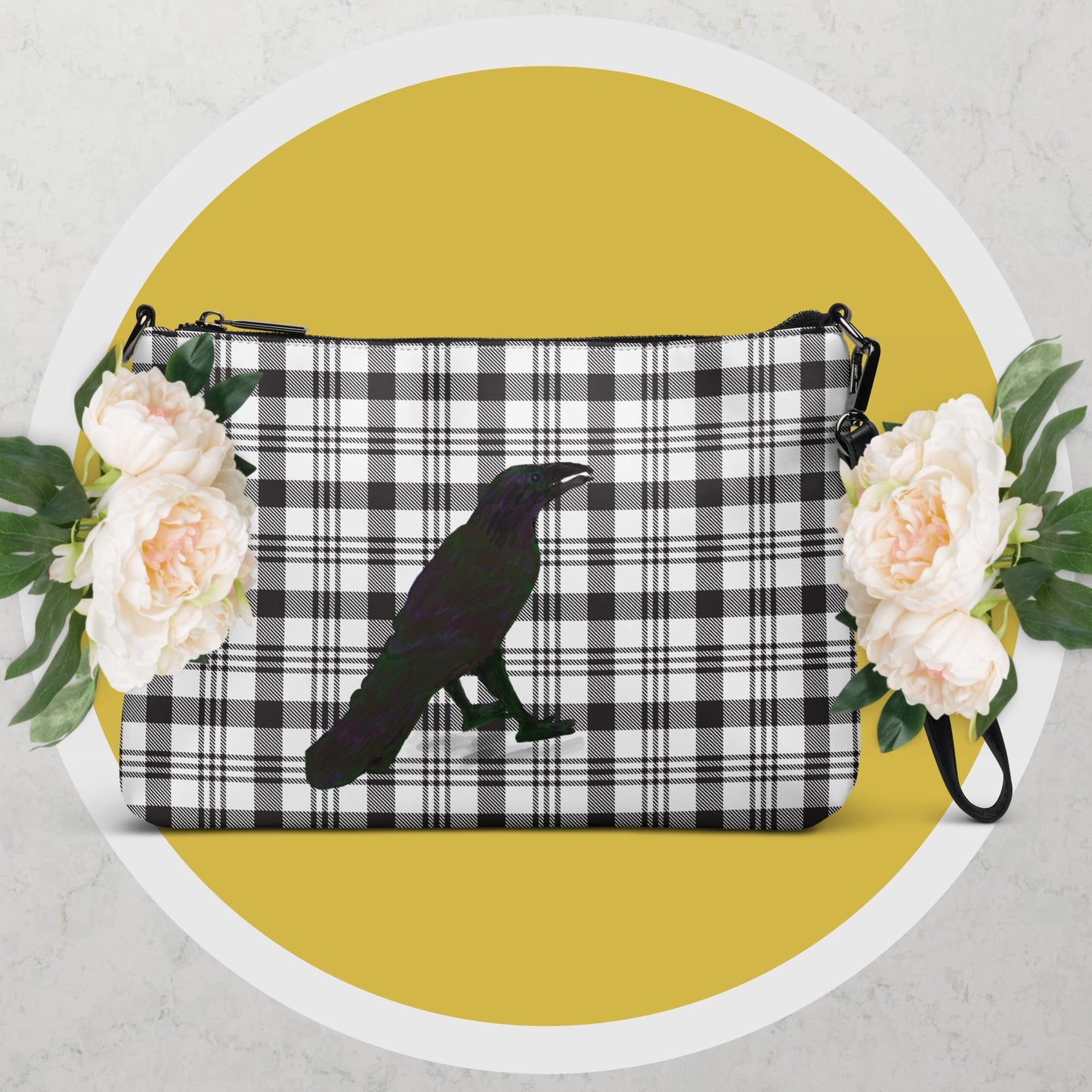 Plaid Raven Crossbody Bag