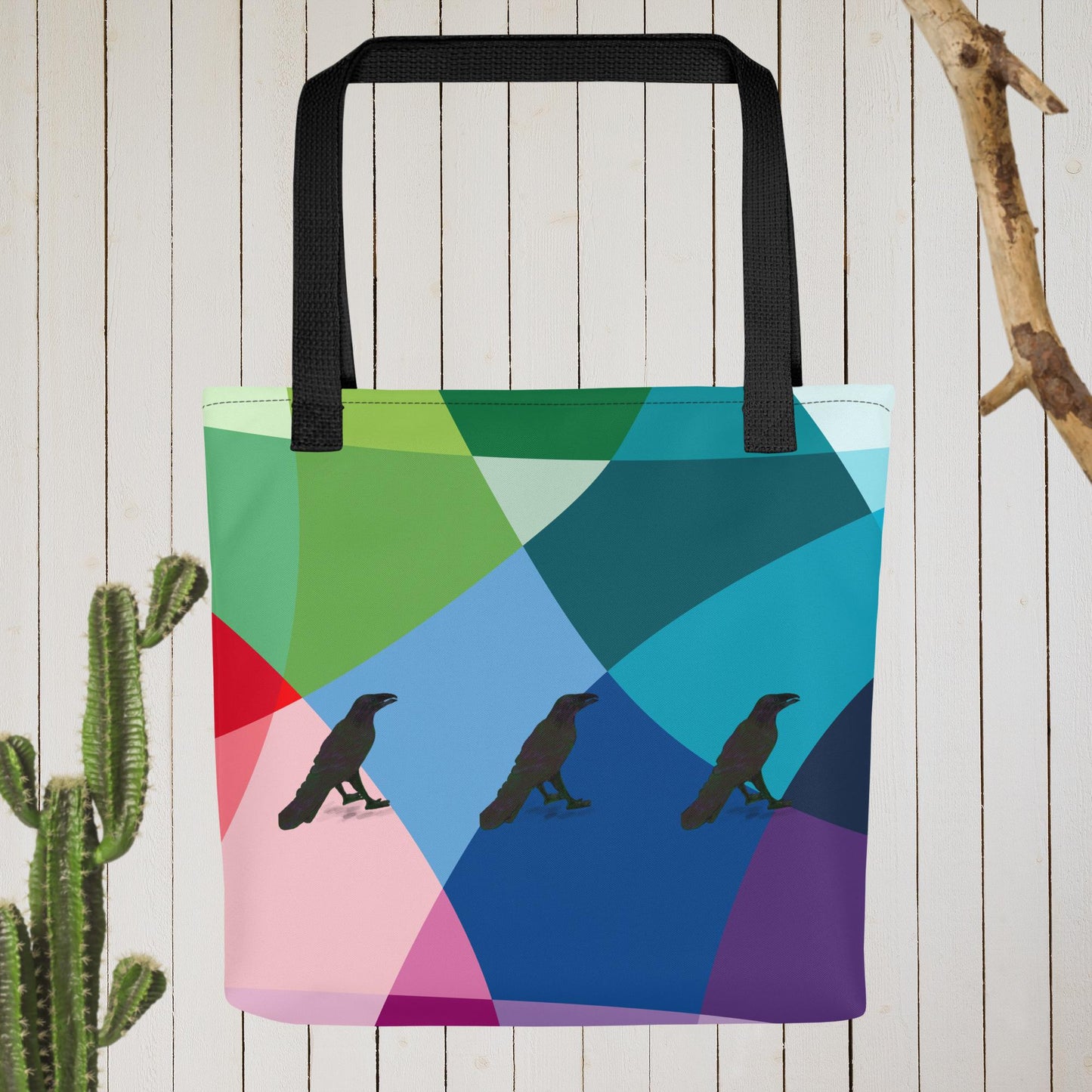 Vibrant Patchwork Raven Tote Bag