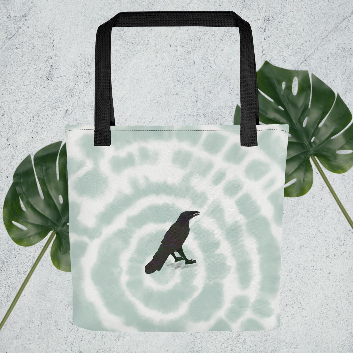 Green Raven Tied Dye Tote Bag