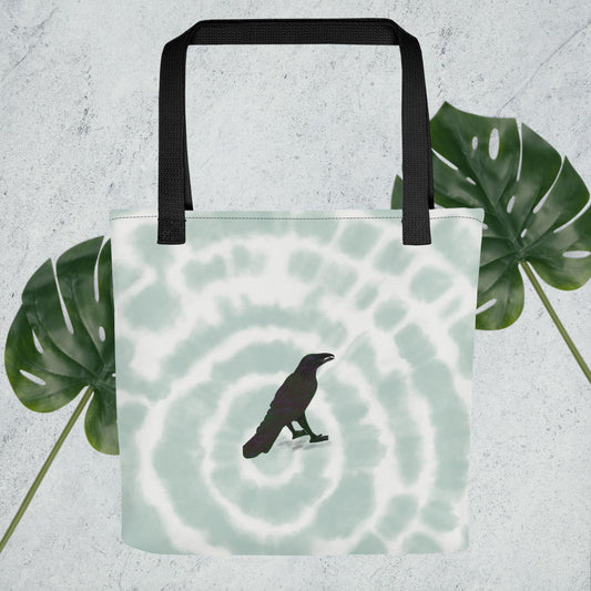 Green Raven Tied Dye Tote Bag