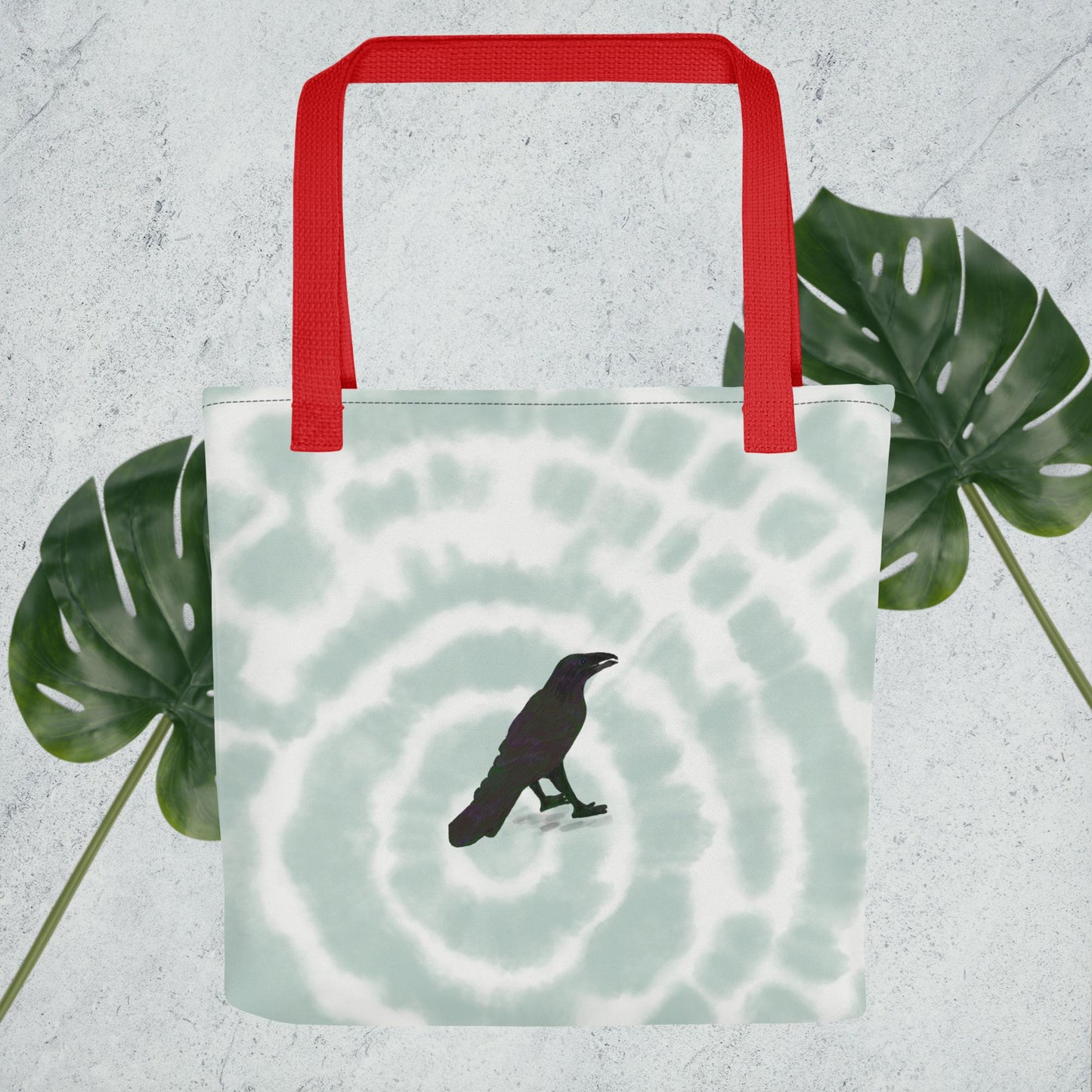 Green Raven Tied Dye Tote Bag