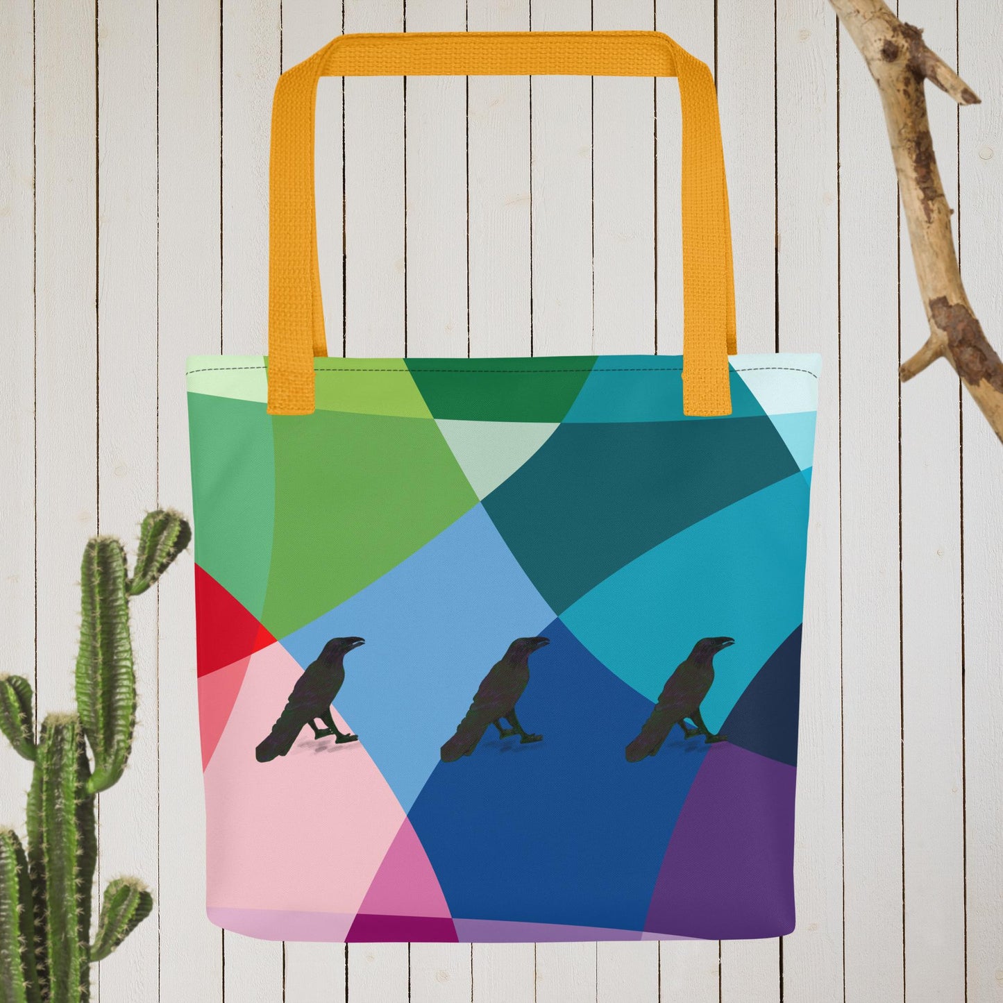 Vibrant Patchwork Raven Tote Bag