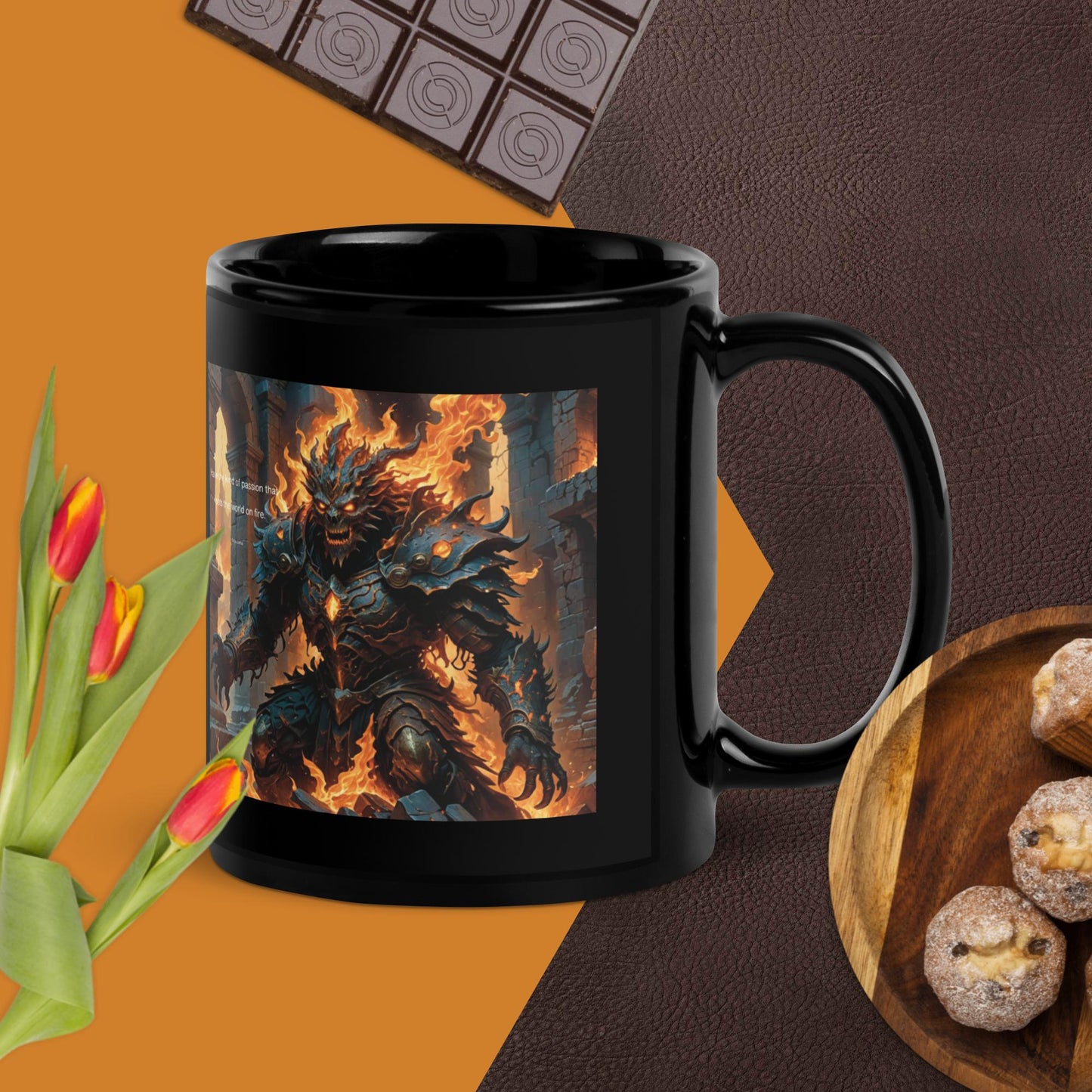 Fire Elemental/Wisdom Black Glossy Mug