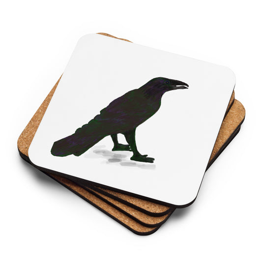 Raven Cork-Back Coaster