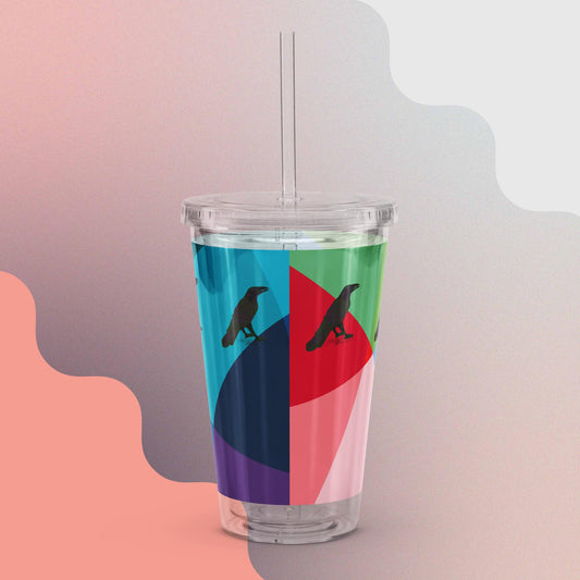 Vibrant Gem Diamond Raven Pattern  Clear Plastic Tumbler