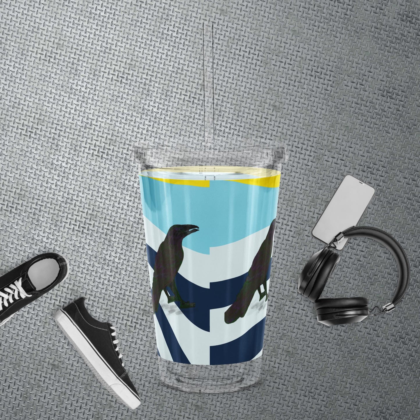 Wavy Raven Clear Plastic Tumbler