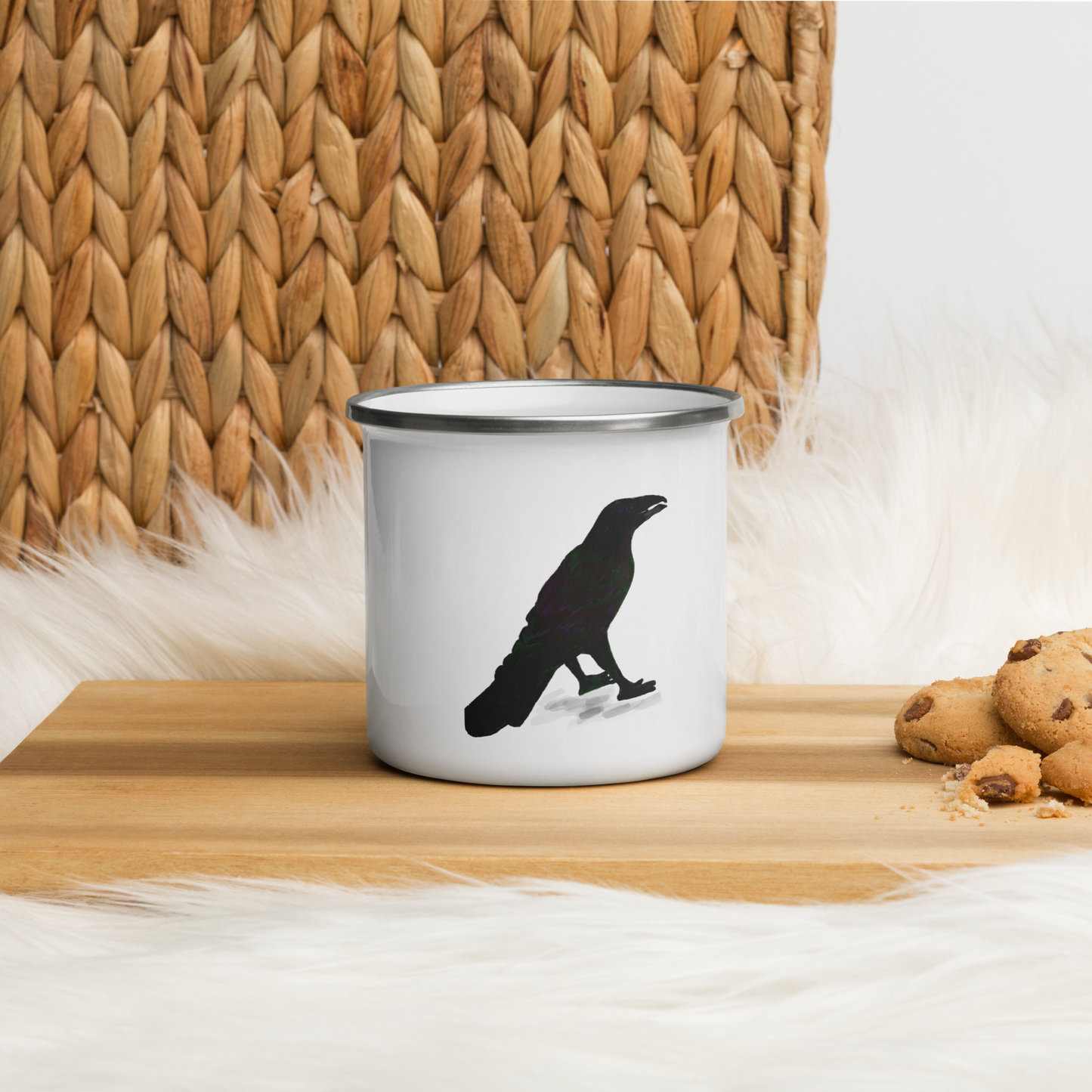 Raven Enamel Mug