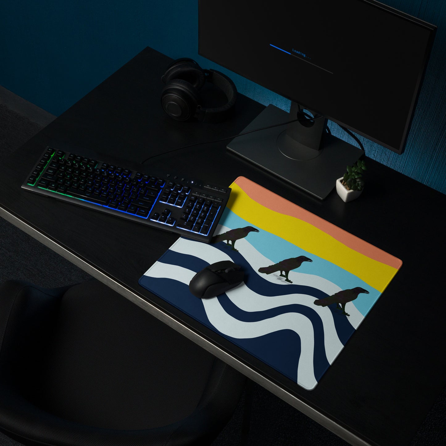 Wavy Raven Gaming Mouse Pad