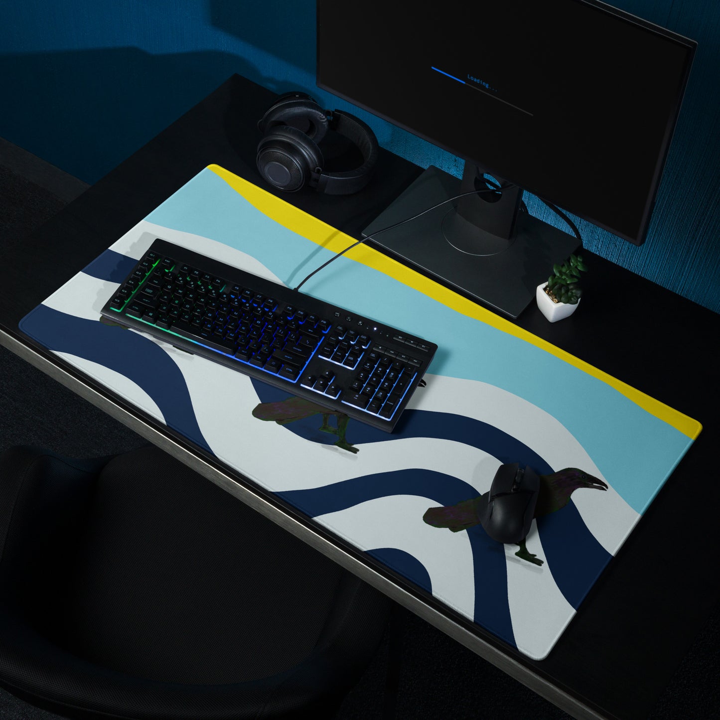 Wavy Raven Gaming Mouse Pad