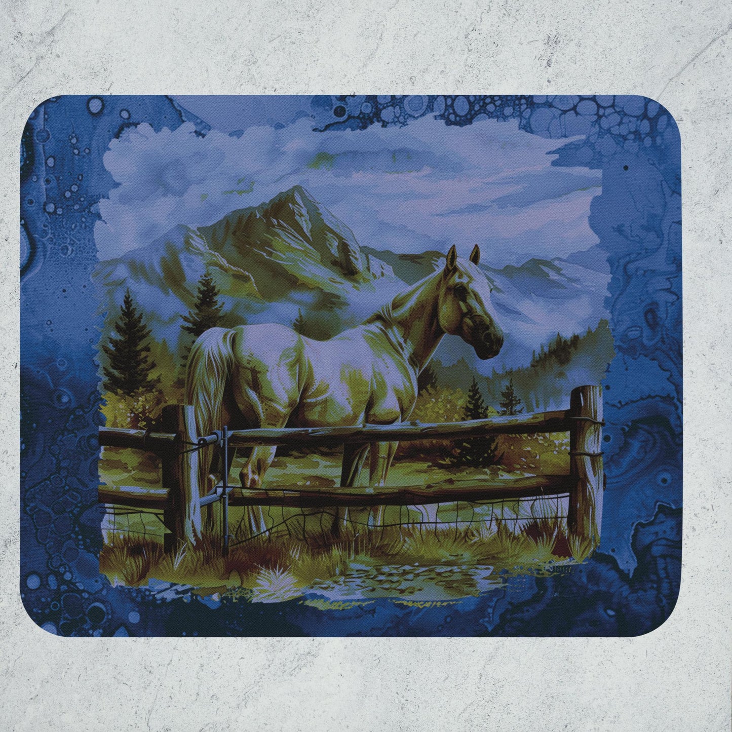 Mountains And Horses Mouse Pad