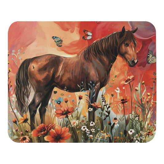 Horse and Butterflies Mouse Pad