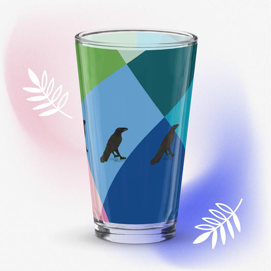 Vibrant Gem Diamond Raven Pattern Shaker Pint Glass