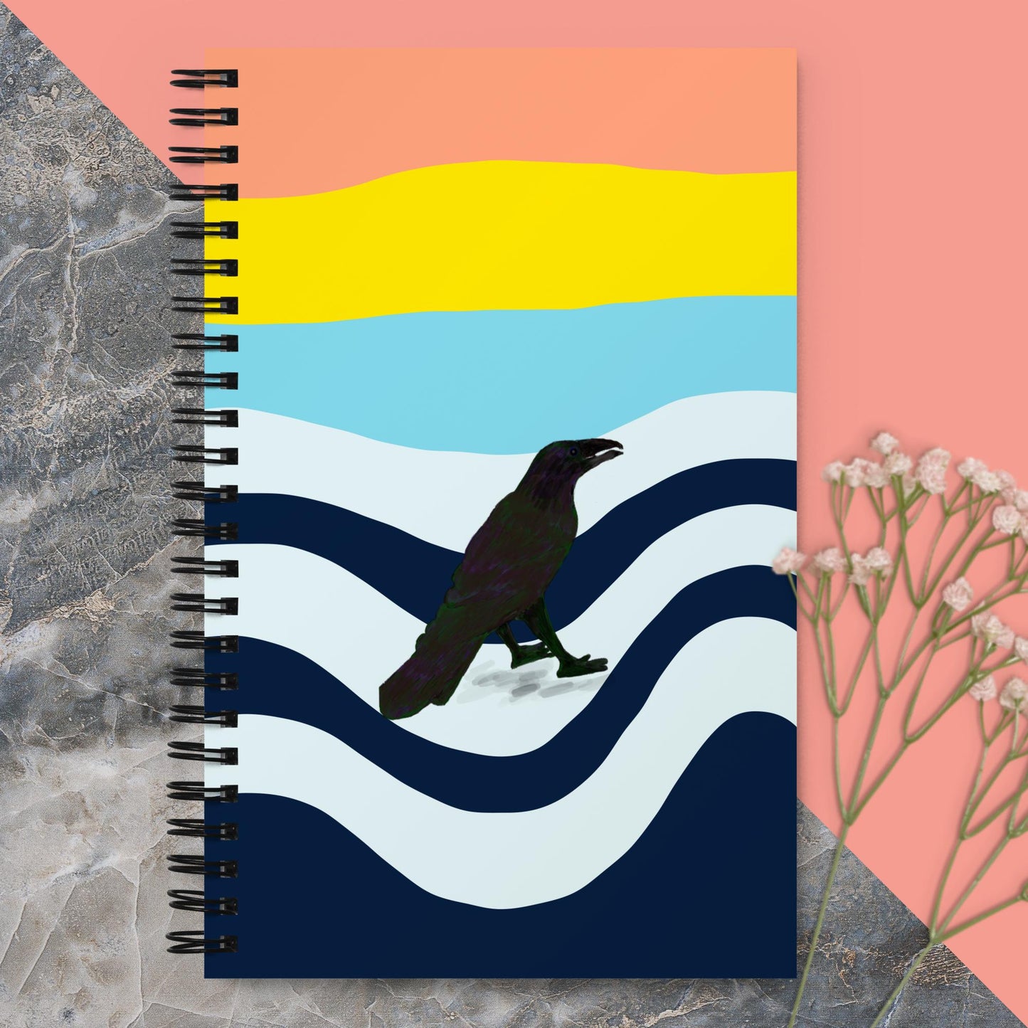 Wavy Raven Spiral Notebook