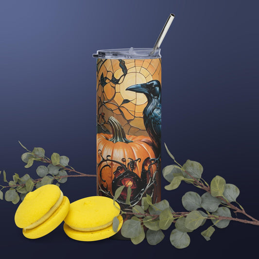 Raven And Pumpkins Stainless Steel Tumbler