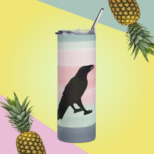 Pastel Stripe Raven Stainless Steel Tumbler