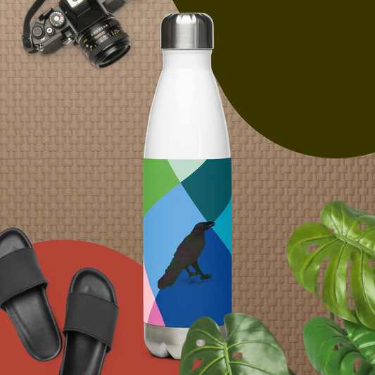 Vibrant Gem Diamond Raven Pattern Stainless Steel Water Bottle