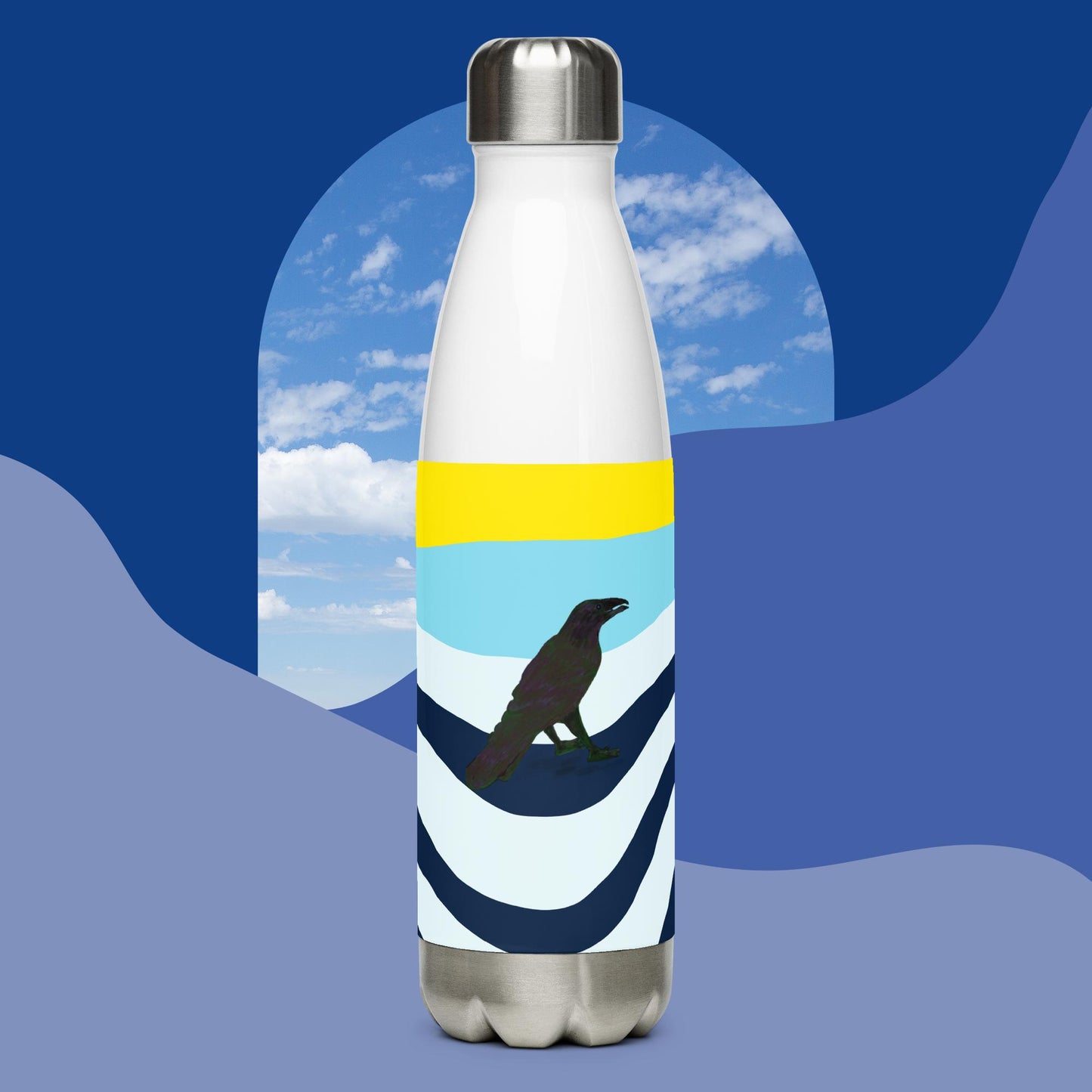 Wavy Raven Stainless Steel Water Bottle