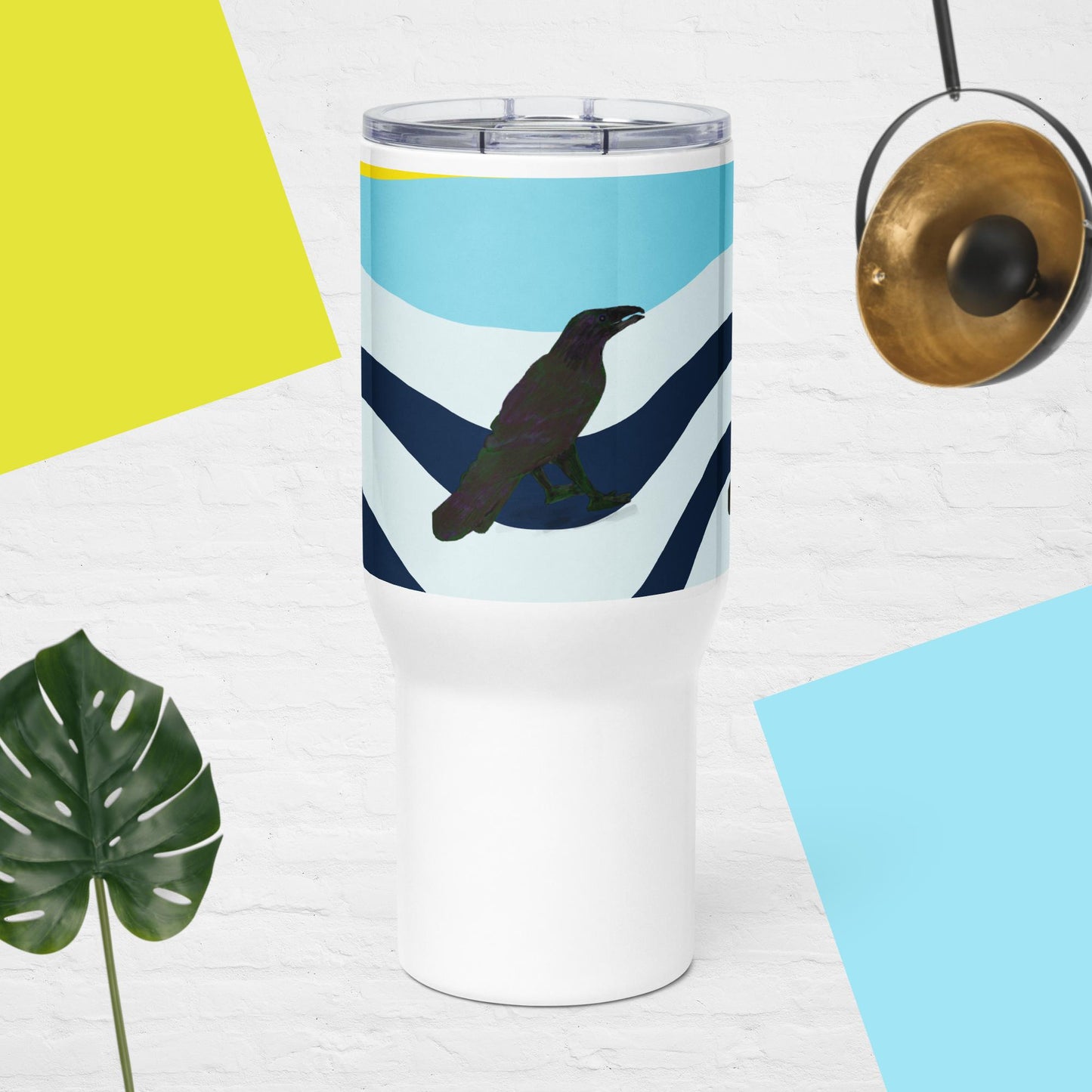 Wavy Raven Travel Mug With A Handle