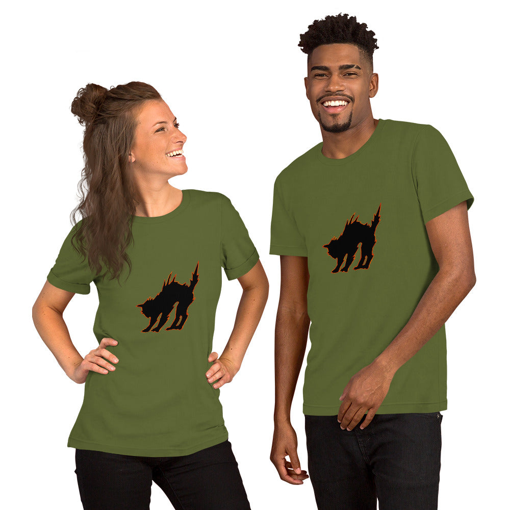 Midnight Prowler: Unisex Black Cat  T-shirt