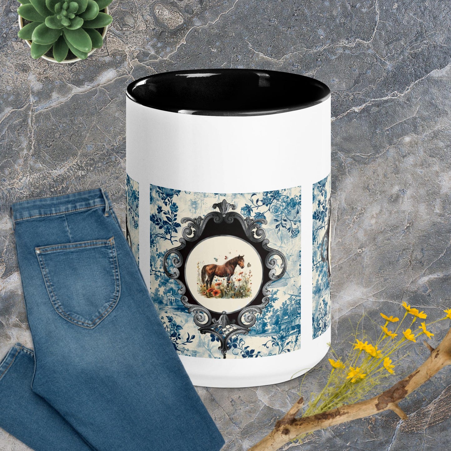 Horse And Butterflies 15 oz Mug