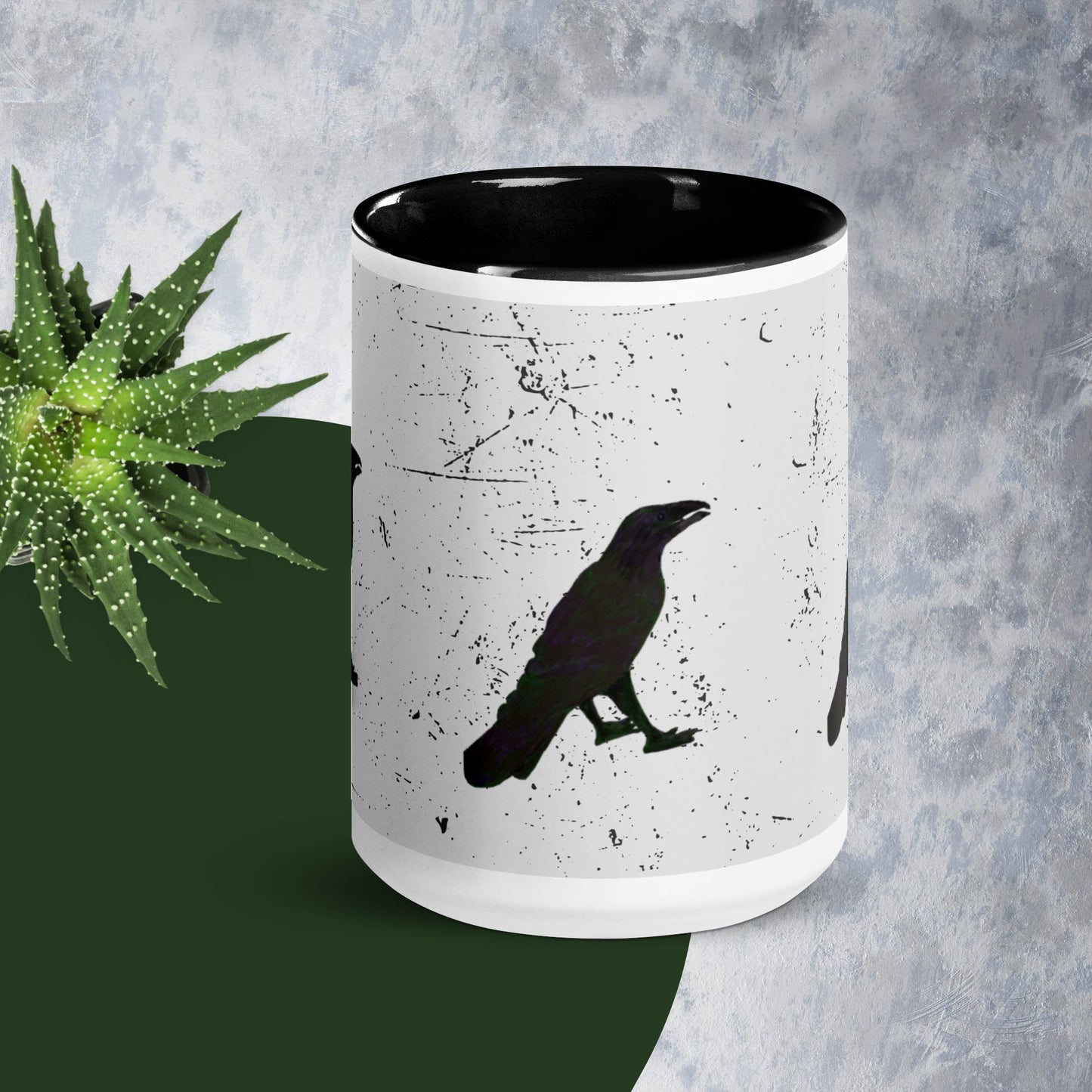 Spackled Grey Raven 15 oz Mug