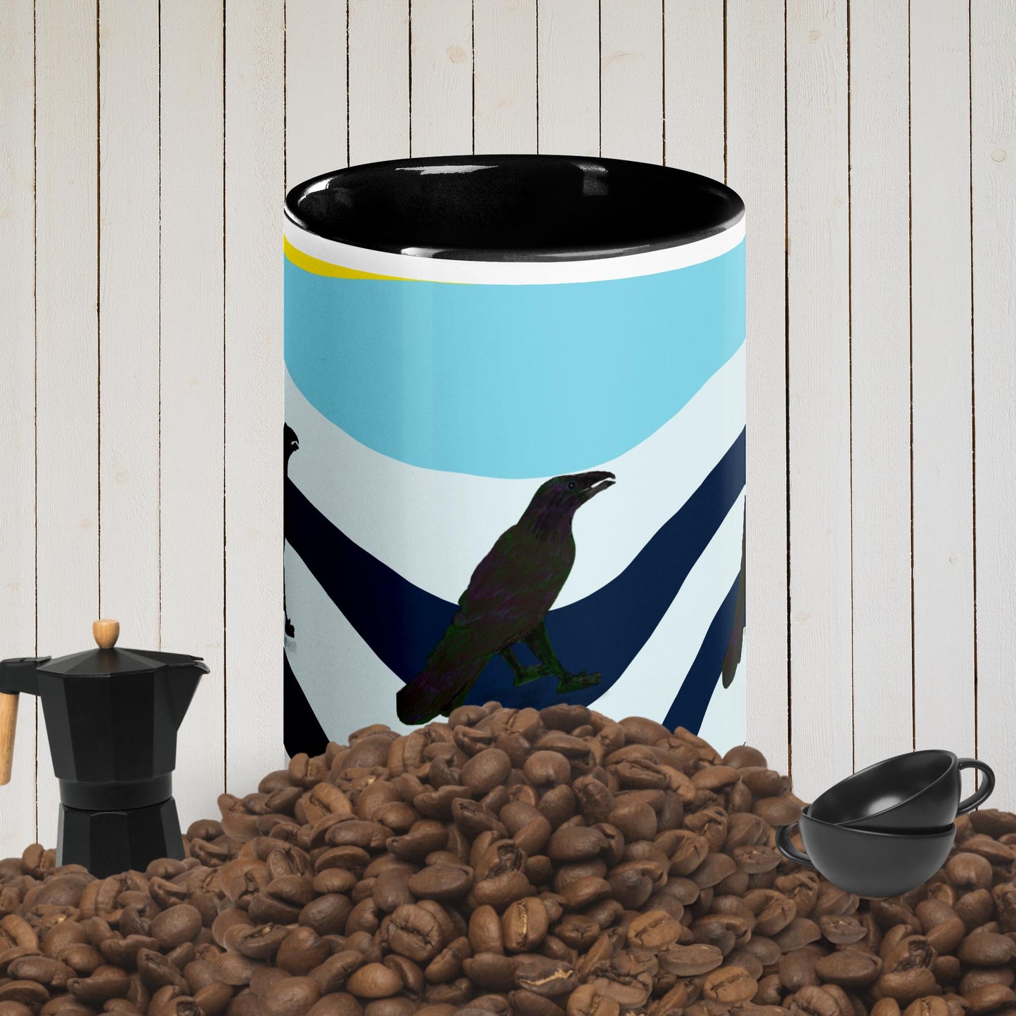 Wavy Raven Mug With Color Inside