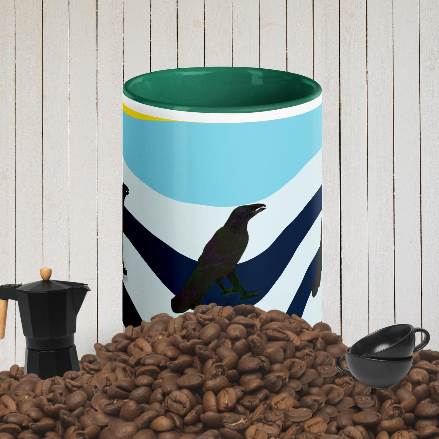 Wavy Raven Mug With Color Inside